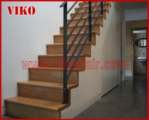 China Wrought Iron Staircase VK112S  Wrought Iron Handrail Tread Beech,Railing tempered glass, Handrail b eech Stringer,carbon wholesale