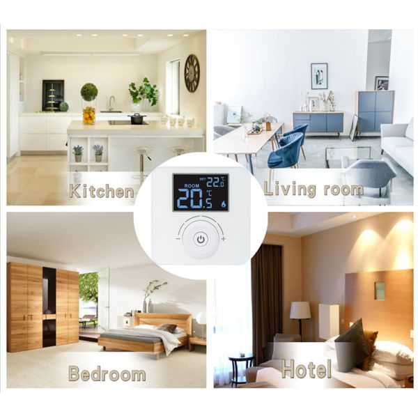 8A 230V Digital Wired Room Thermostat 0℃-40℃ Temperature Range