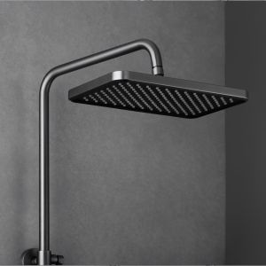 Brass Bathroom Shower Faucet Set Grey Wall Mount Complete Set