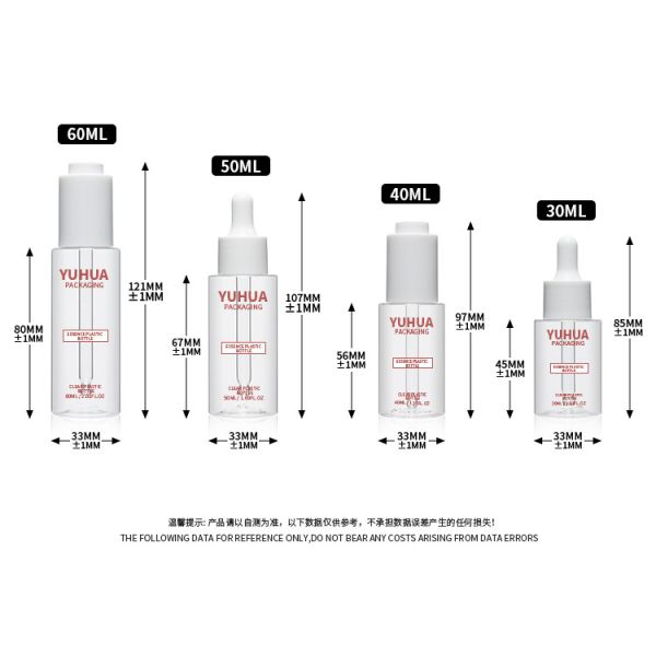 30ml 40ml 50ml 60ml Plastic Makeup Serum Lotion Bottle For Cosmetic Packaging
