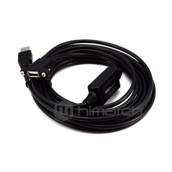 Black USB 2.0 Extension Cable , High Speed USB Extension Cable 5m With Booster