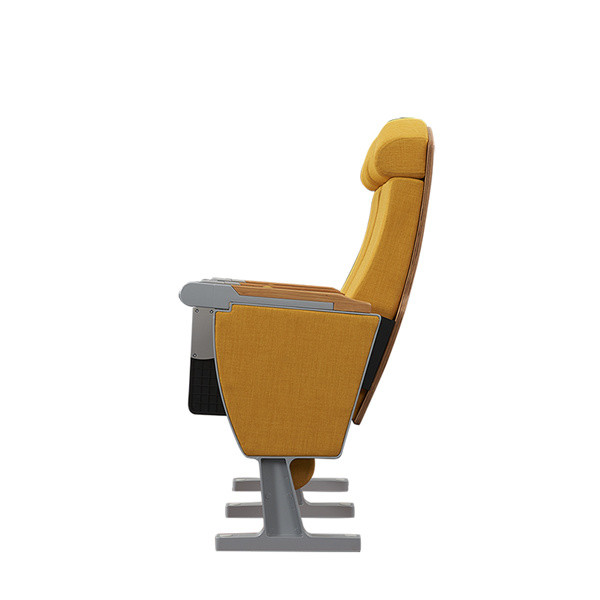 Durable Yellow Folding Auditorium Chairs With Curved Back Head Cushion