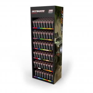 China Aerosol Paint Steel Display Stands Floor Shelf Display With Customized Logo wholesale