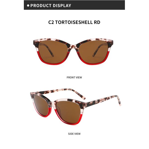 Acetate Frame UV400 Cat Eye Women Sunglasses Double Color Lightweight