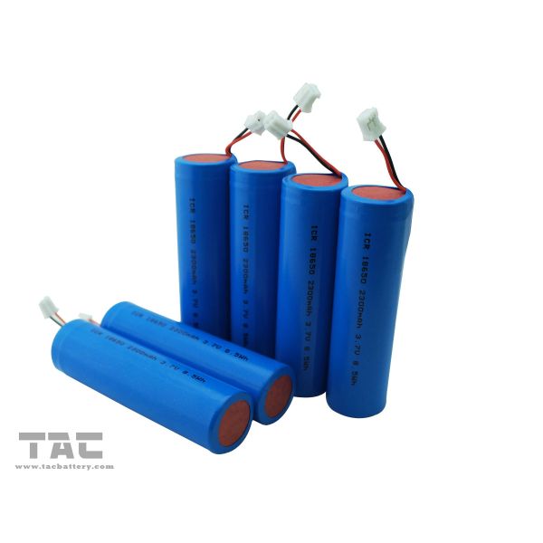 3.7V ICR18650 / 2300mAh  Lithium Ion Cylindrical Battery with connector