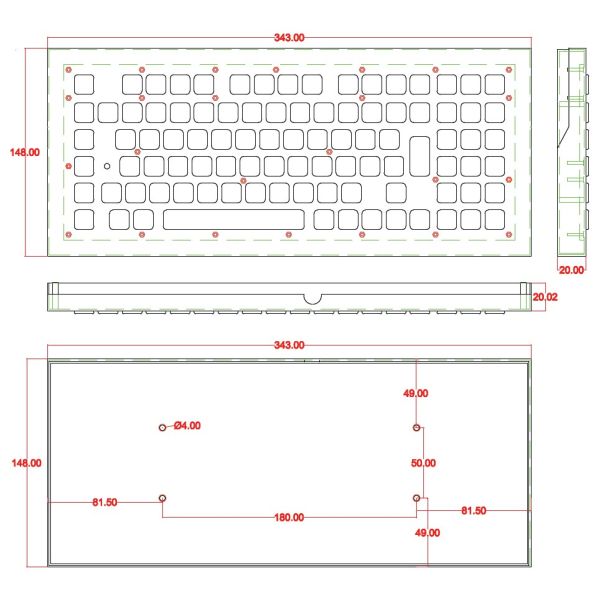 Desktop Black Black Metal Keyboard with numeric keypad and Fn keys , metallic keyboard