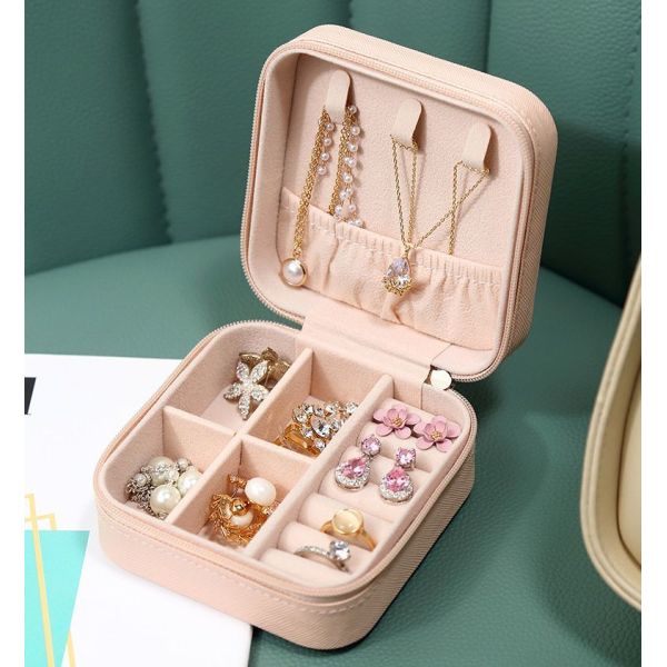 Fashion Solid Luxury Portable PU Leather PVC Cardboard Jewelry Jewellery Set Gift Packaging Packing Travel Holder Organizer Mini Box for Women Girls