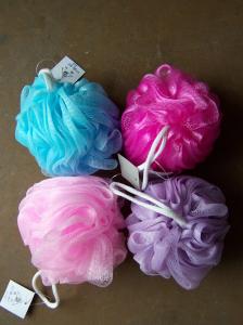 China Multi Color Bath Balls Body Exfoliate Puff Sponge Mesh Shower Balls Bath Puff on sale
