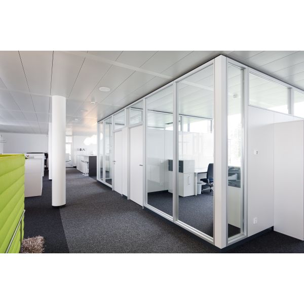 Single-Layer Glass Partition Wall - Aluminum Frame & Tempered Glass