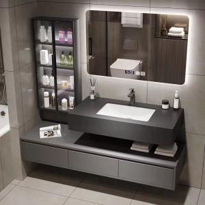 China 60cm Bathroom Vanity Units With Sink And Side Cabinet Wall Hung Waterproof Bathroom Cabinet Set wholesale