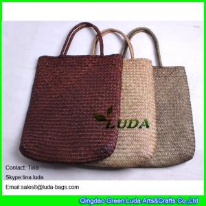 China LUDA colored seagrass straw beach bag natural beach towel bag on sale