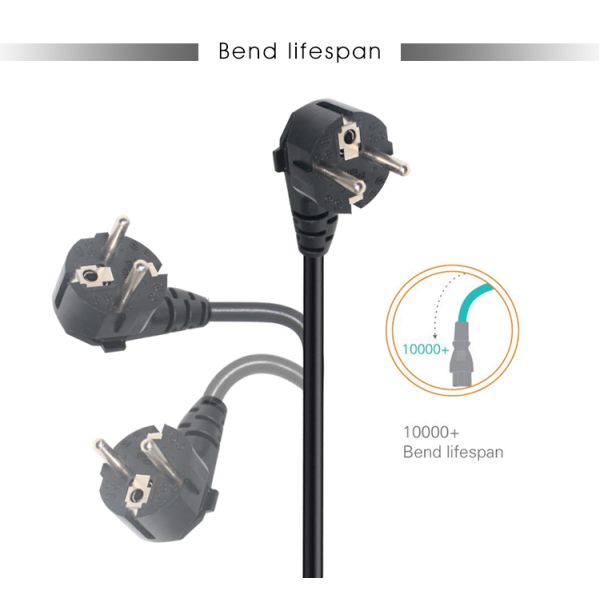 2 Pin AC Power Cord European Power Cords With IEC C13 Connector PVC Jacketed