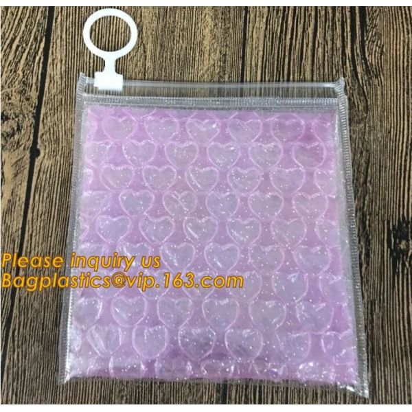 Promotional inner package shipping slider bubble bag,Plastic clear bubble bag with zip lock slider zipper bagease pack