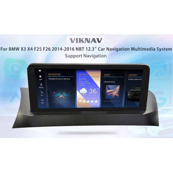 Viknav 12.3 inch Car Radio For BMW X3 X4 F25 F26 2014 15 16 NBT System Wireless Multimedia Player GPS Navigation Android