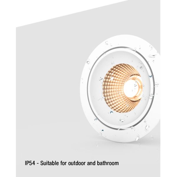 CCT Changeable Aluminum Dim To Warm Downlight 9w 10w IP54 Gypsum Plaster
