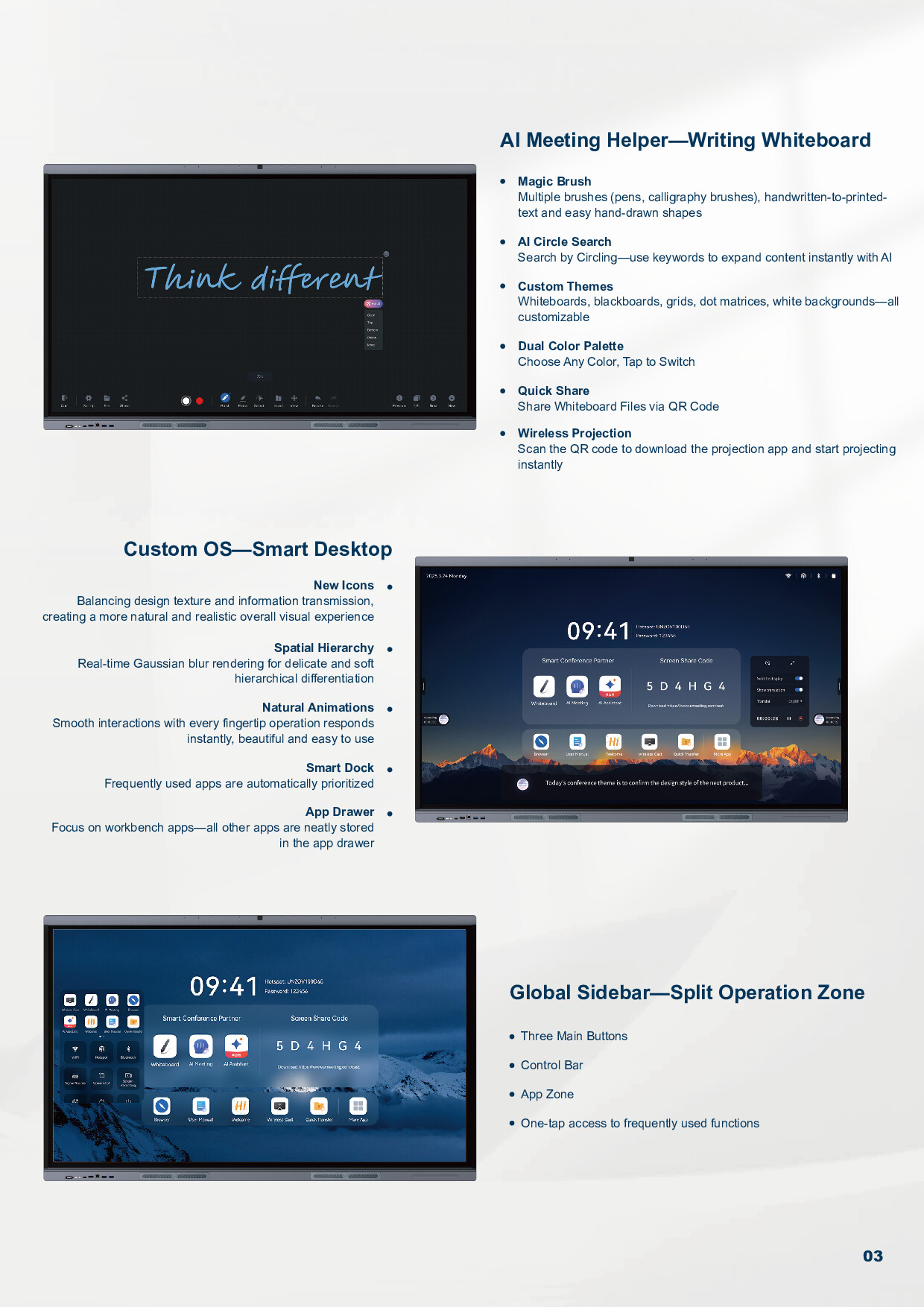 65 Inch A type Pen Finger Touch LCD AI Smart Interactive Board Anti Glare For Teaching