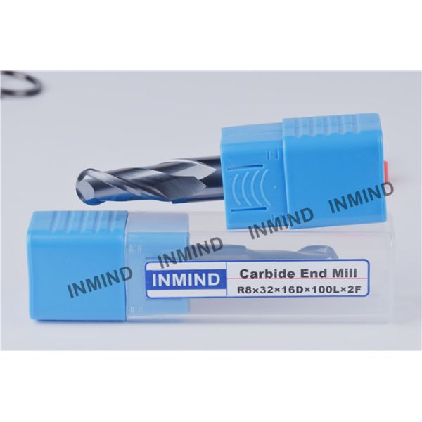 HRC55 TiSiN Coating Ball Nose End Mill High Precision 0.5 UM grain size , AOL 100 mm