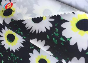 China Flower Printed Stretch Polyester Spandex Fabric For Derss , 50D + 40D Yarn Count on sale