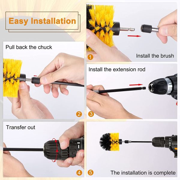 Durable 10cm Drill Cleaning Brush Kit 24pcs Multifunctional