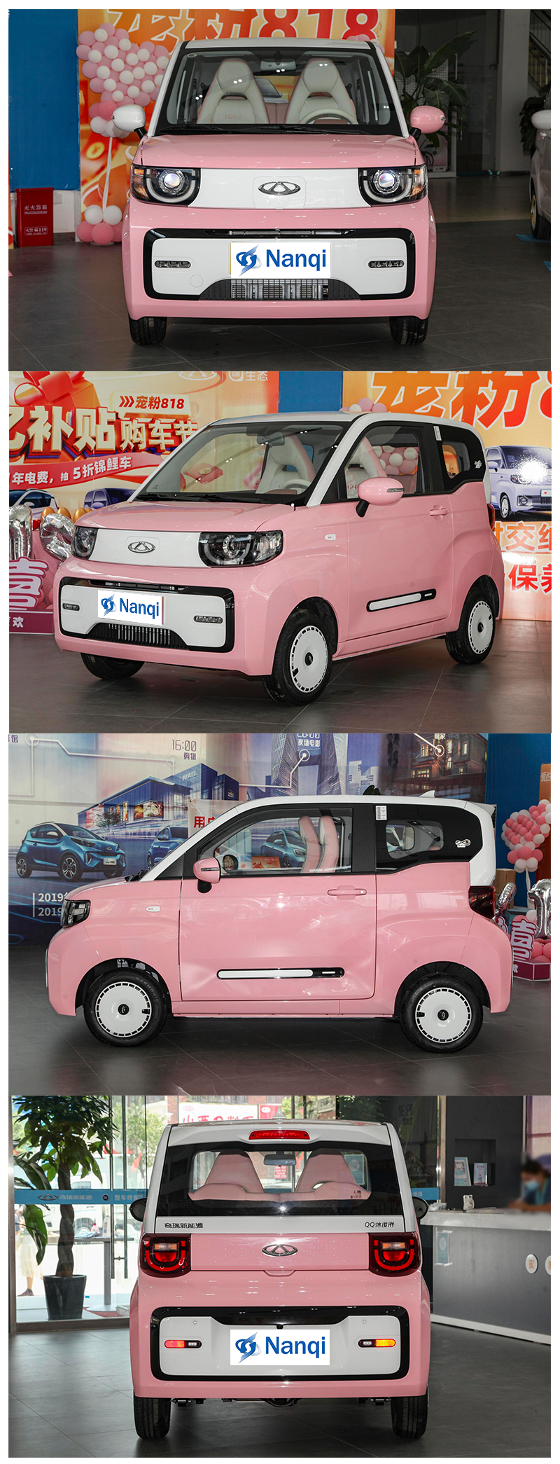 Mini 4 Seater Chery QQ Ice Cream EV Pure Electric Car New Energy Vehicles