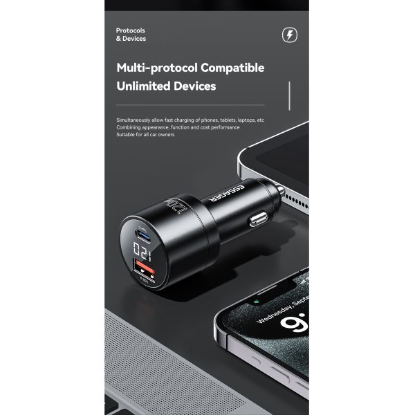 ESSAGER FSJ-009 120W USB Type C Cell Phone Quick Car Charger
