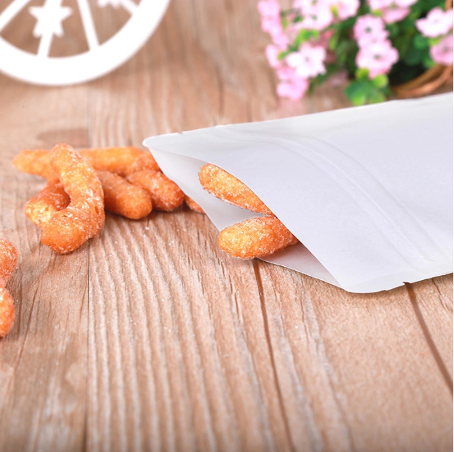 Zipper Sealed Folding Paper Packaging Flat Bottom With Window