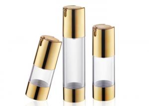 China Matte Silver Acrylic Cosmetic Airless Bottle , 1oz 3oz Gold Lotion Pump Spray Bottle on sale