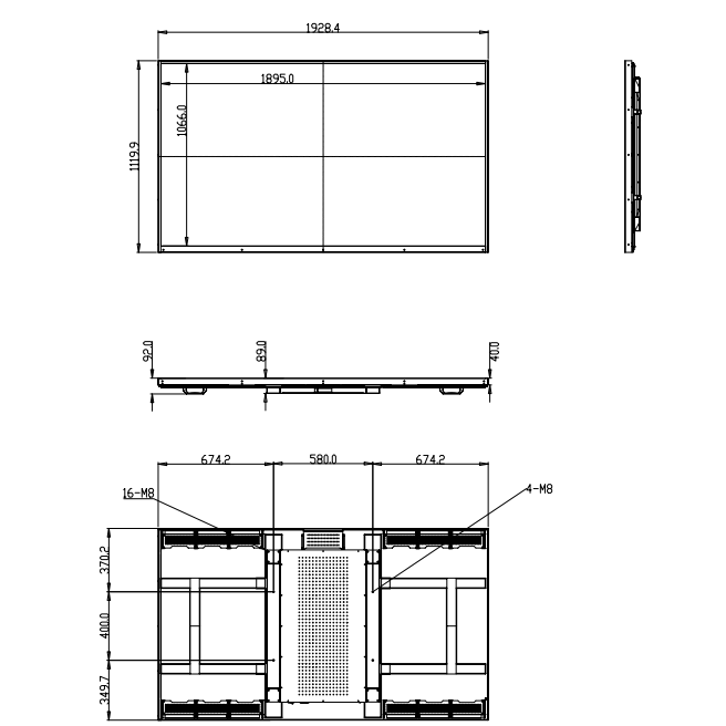 86 Inch Open Frame LCD Panel 2000nits Large Outdoor Lcd Screens