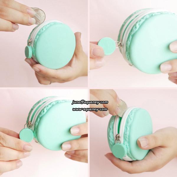 Quality Promotion gift macarons silicone purse wallet with zipper for sale