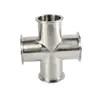 China stainless steel clamped four way pipe fittings sanitary clamped equal cross wholesale