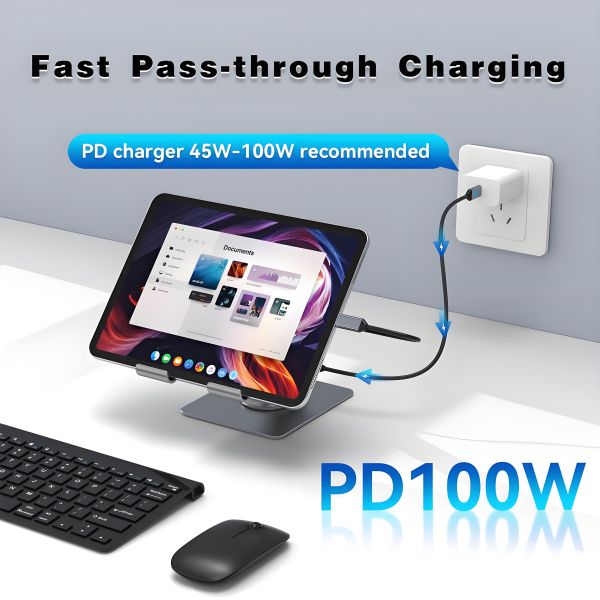 Originneo 360° Rotatable 7-in-1 Tablet Stand with USB C Hub Docking Station PR100B