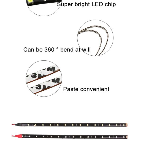 30cm Car Headlight LED Tube Strip 3528 Patch Emergency Warning Light