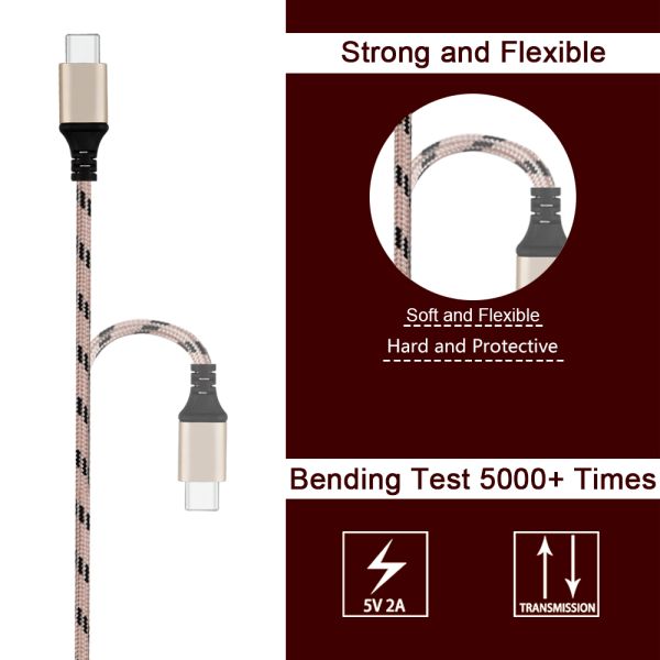 Long USB Type C Charging Cable USB Male To Type C Male Power Fast Braided