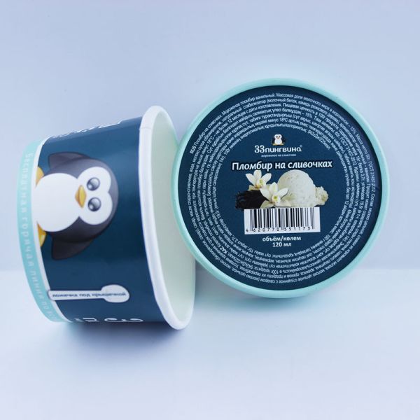 100ml Ice Cream Tubs With Lids , Paper Printed 3.5 Oz Ice Cream Containers