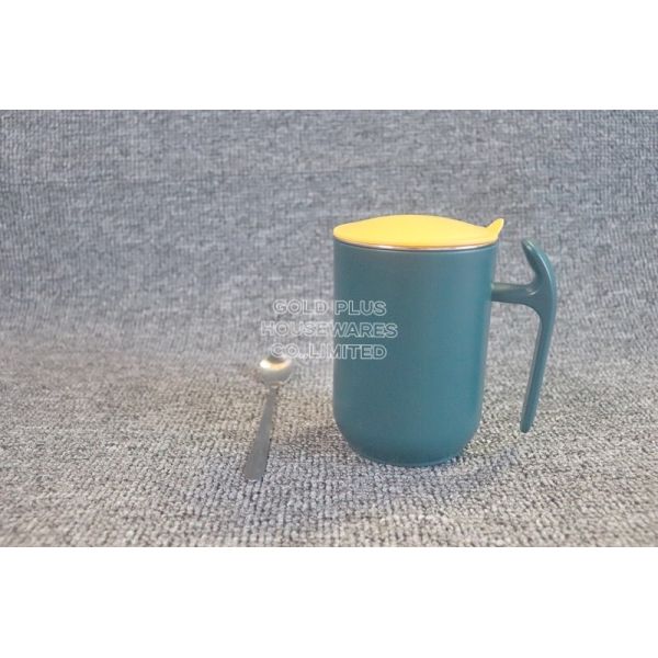 Classic Green Red Detachable Stainless Steel Coffee Mug With Spoon