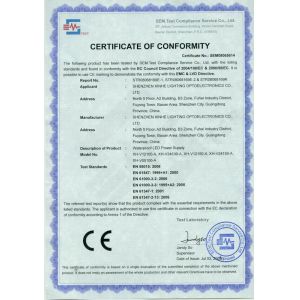 Shenzhen Xinhe Lighting Optoelectronics Co., Ltd. Certifications