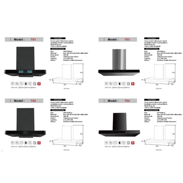 Home Appliance Kitchen Hood Exhaust Range Cooker Hood SS Chimney