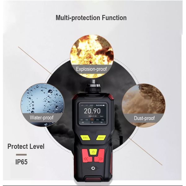 Zetron MS400-4 Portable 4 in 1 Gas Detector O2 CO H2S LEL Combustible Toxic Gas Monitor for Industrial Safety