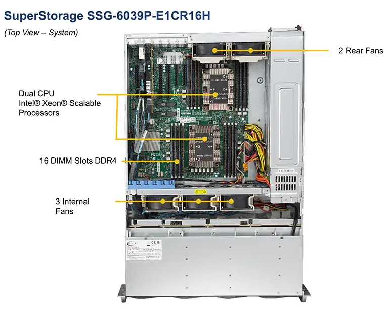 12G SAS 3U Supermicro Superstorage Server 6039P-E1CR16H 16x SATA/SAS LSI 3108 Dual 10 Gigabit Ethernet