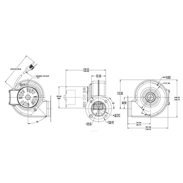 Wood Stove Exhausting Convection Blower Fan AC Shade Pole With 2 Speed Switch