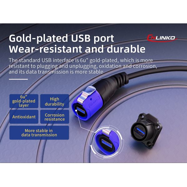 CNLINKO LP20 USB 3.0 ip68 Waterproof Industrial Plastic Dual Wire Connectors
