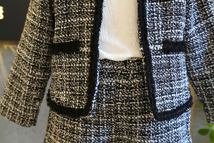 90CM Polyester Girls' Plaid 2 Piece Set Classic Children'S Clothing Two Piece Set