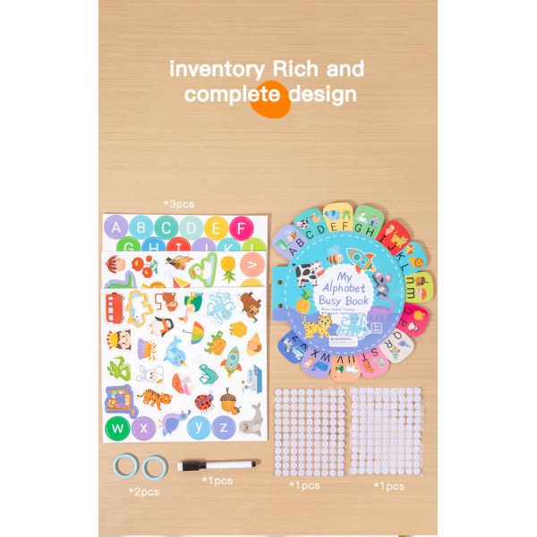 2025 New Design Baby Letters 26 English Letters in Red Words Cognitive Card Children's Paste Book Toy Educations Toys for Kids