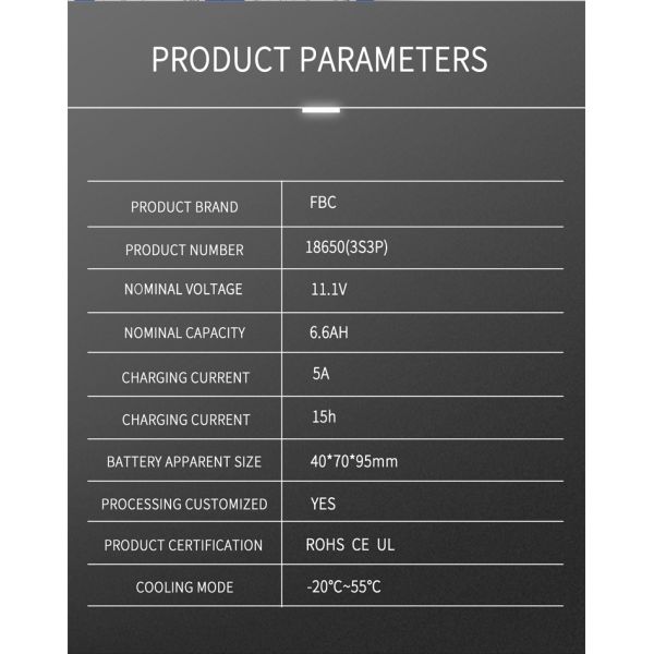 11.1V 6.8Ah 18650 Rechargeable Lithium Ion Batteries Lifepo4 Drone Toy Car Battery