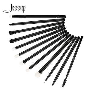 China Jessup Black 12pcs Essential Eye Makeup Brush Set Private Label Makeup Line Factory Mixed hair Brushes T322 on sale