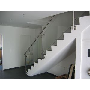 China Reliable Stainless Steel Balustrade Systems , Side Mounted Glass Stair Railing wholesale