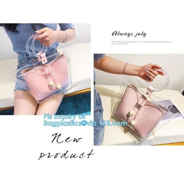 Semi Clear Plastic Gift Bags With Brown Handle Wedding Gift Packaging Bags Birthday Handbag Party Favors PP Gift Wrap