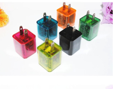 Lucency charger transparency case mini charger USB connecter LED indicator 5V1A 5V 2.1A