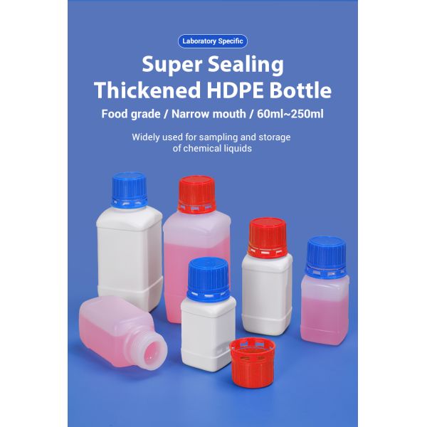 100ml HDPE Square Laboratory Reagent Bottle Containers Screw Cap