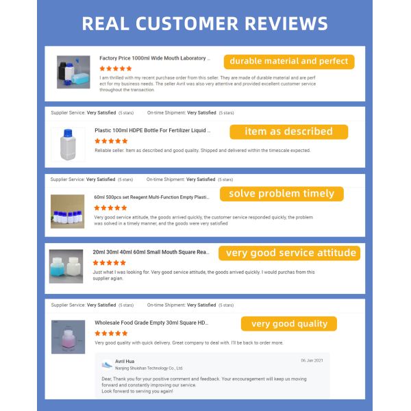 Lab Chemical HDPE Plastic Laboratory Bottles Reagent Sealed Container 30ml